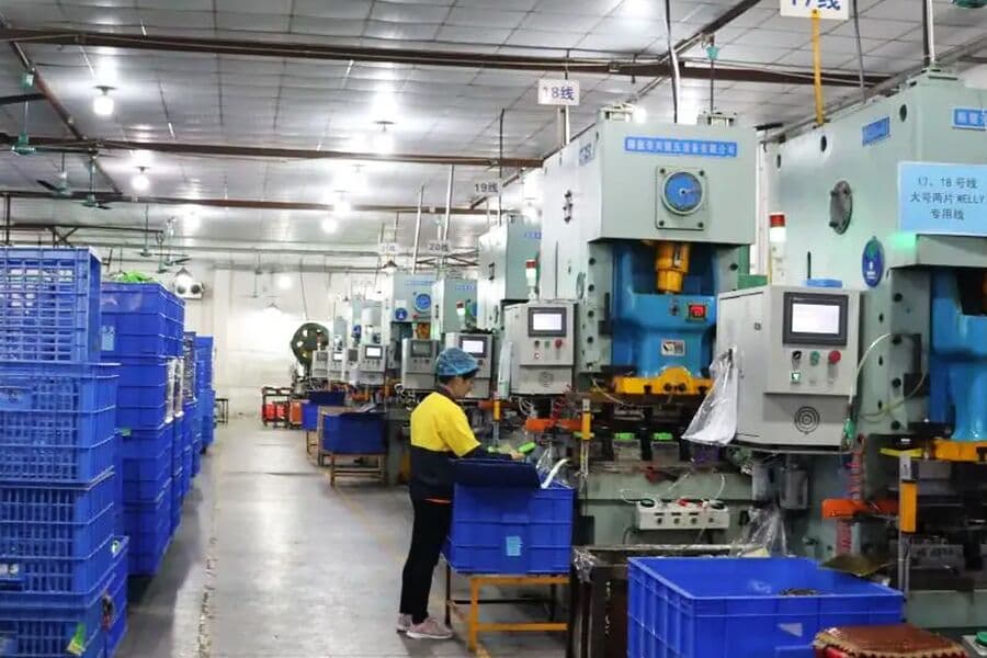 Stamping presses running on a production line