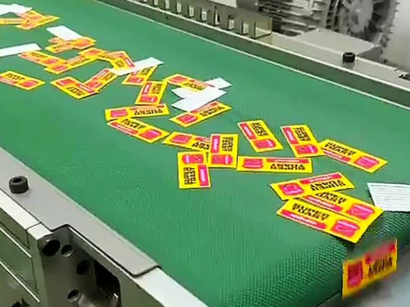Die-cut labels finished and separated off the press