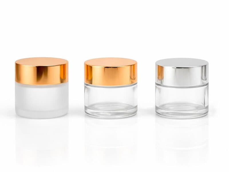 Glass cosmetic jars with metallic closures