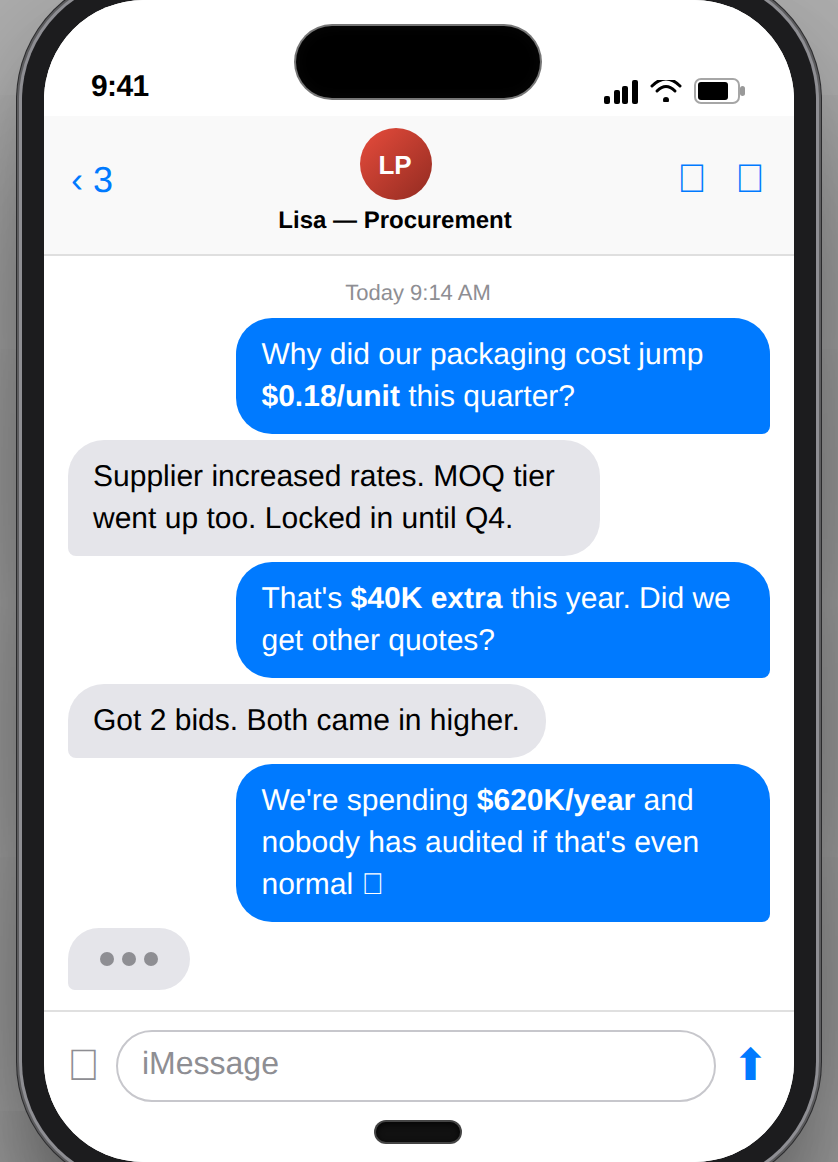 Packaging cost jump conversation