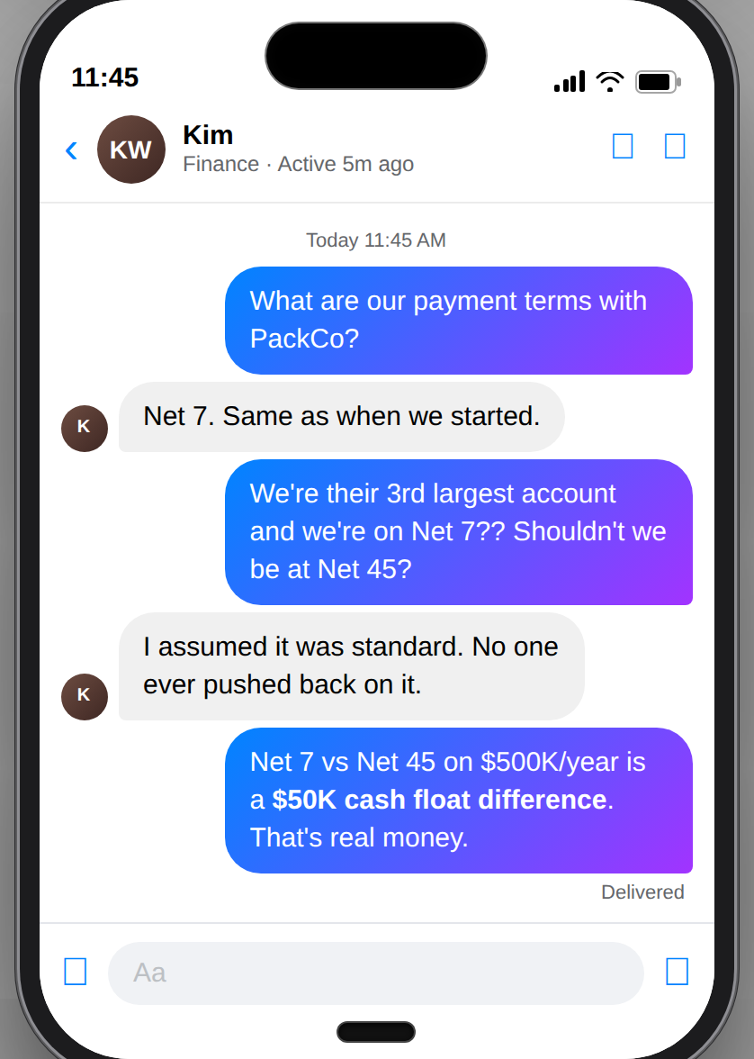 Payment terms conversation
