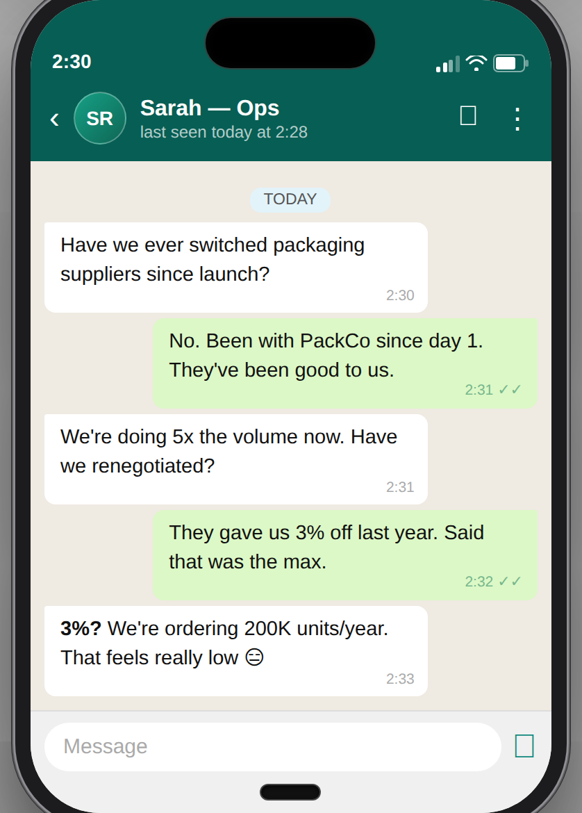 Supplier renegotiation conversation