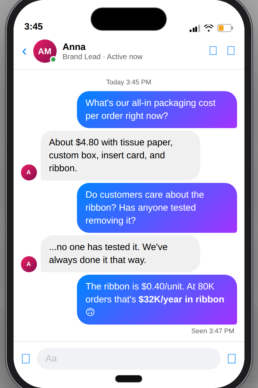 Ribbon cost conversation