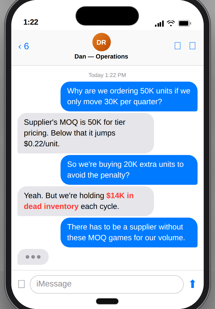 MOQ conversation